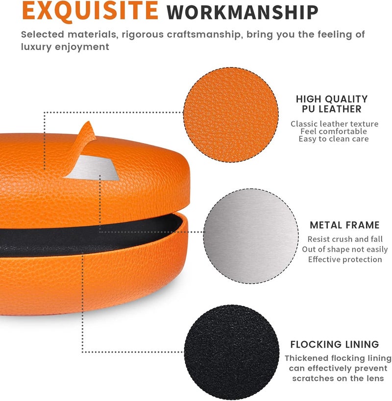 molshine Hard Shell Sunglasses Case,Classic Large Glasses Case for Sunglass,Eyeglasses with Cleaning Cloth,Pouch - Image 4